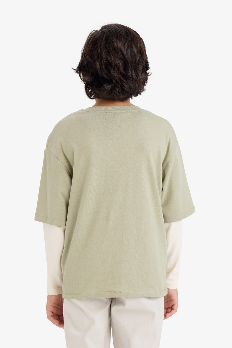 ديفاكتو تيشيرت اولادي كم طويل اوفر سايز برقبة مستديرة - Image 5